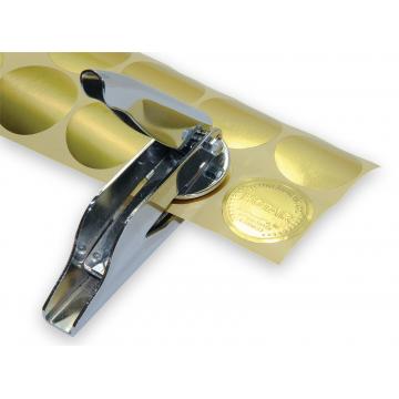 Die Rundhaftetikette für die Betonung der Trockenprägung - golden 45mm