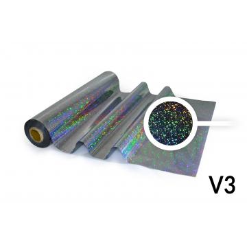 Folie für Hot Stamping - V3 Hologrammfolie, silbern, Muster von den kleinen regelmäßig eingeordneten Ellipsen