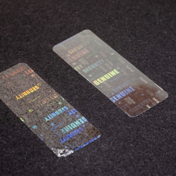 Transparentes Siegelfilm mit dem verdeckten Hologramm Zettel 45x17 mm