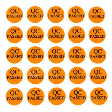 QC PASSED PVC Rundhaftetikette - orange