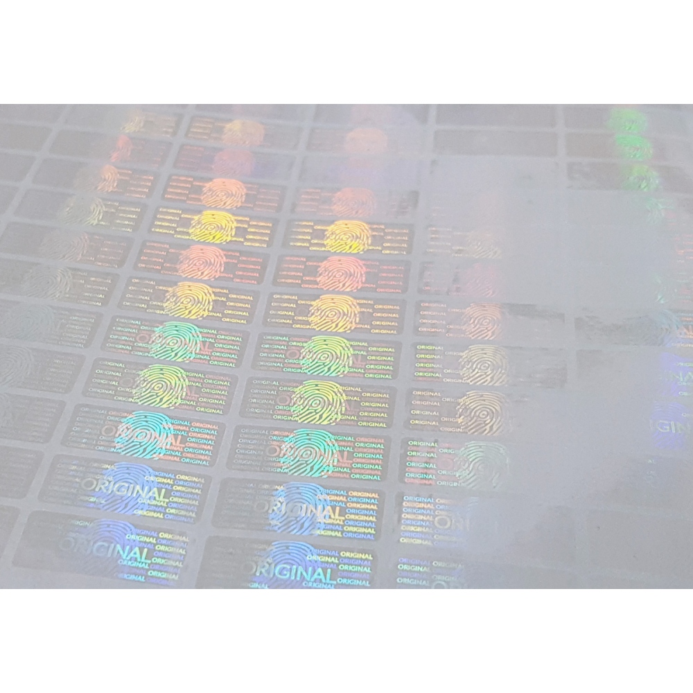 Transparenthologrammaufkleber Original mit dem Motiv des Fingerabdrucks 25x10mm
