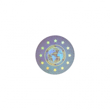 Der durchsichtige Hologrammaufkleber original mit dem Motiv des Globus 20mm